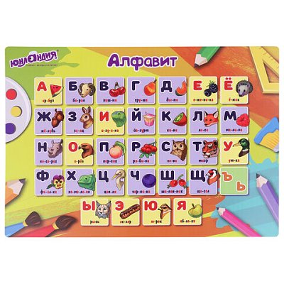 Настольное покрытие ЮНЛАНДИЯ, А3+, пластик, 46×33 см, «Алфавит»