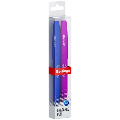 Ручка гелевая стираемая Berlingo «Correct» синяя, 0.6мм, корпус синий+фиолет, 2шт