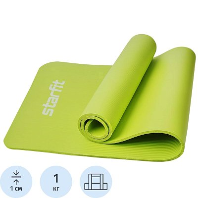 Коврик для йоги STARFIT FM-301 NBR, 1.0 см, 183×61см, лаймовый, ЦБ-00002281