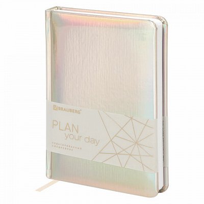 Ежедневник недатированный А5 (138×213 мм), BRAUBERG «Holiday», кожзам, 136 л., серебристый