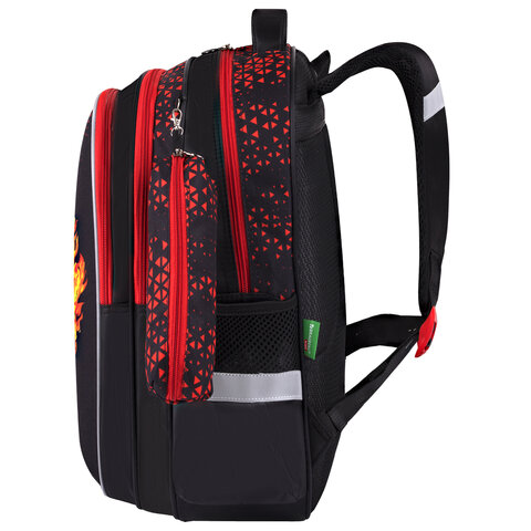 Рюкзак BRAUBERG KIDS MIND с пеналом в комплекте, 2 отделения, «Fiery Road», 40×28х18 см