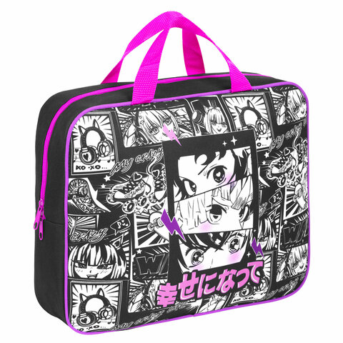 превью Папка на молнии с ручками BRAUBERG А4, 1 отделение, полиэстер, 80 мм, «Anime movie»