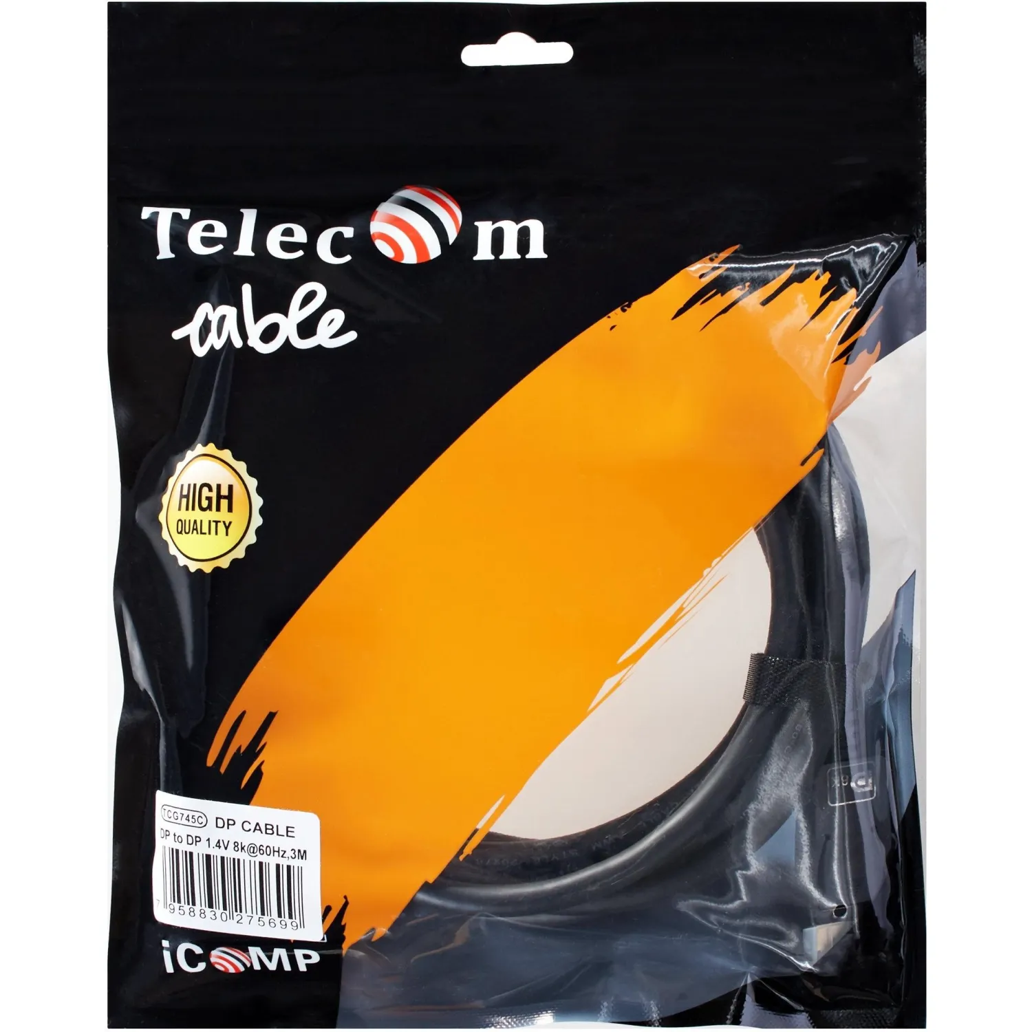 Кабель DP-DP соединительный 1.4V 8K@60Hz 3м, Econom, Telecom (TCG745C-3M)