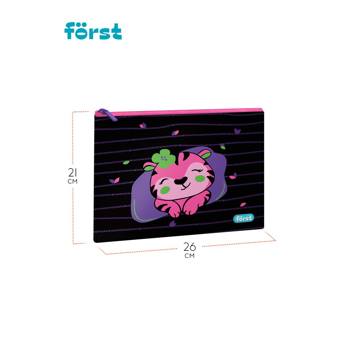 Папка текстильная А5 Först «Pink tiger», 255×205 мм, 1 отделение, полиэстер