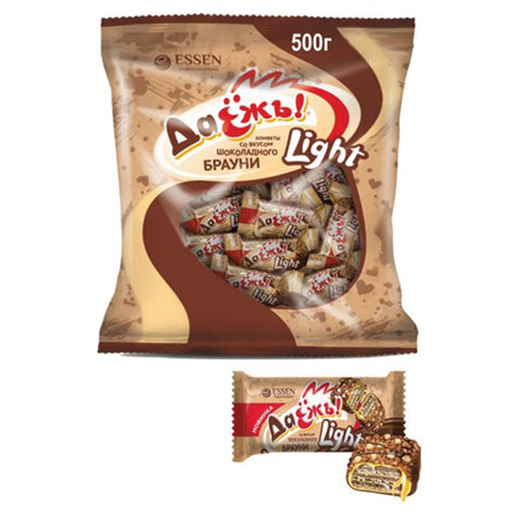 Конфеты шоколадные ESSEN «ДаЁжъ! » Light со вкусом шоколадного брауни500 гпакет