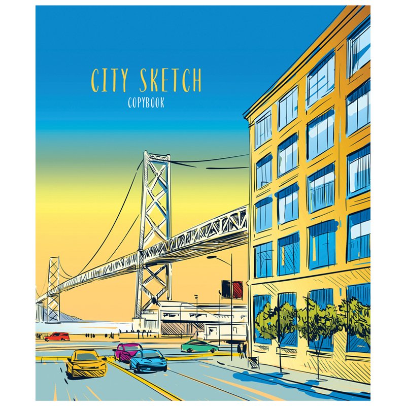 Тетрадь 96л., А5, клетка ArtSpace «Путешествия. City sketch», глянцевый УФ-лак
