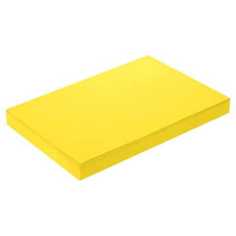 Бумага цветная ПЛОТНАЯ BRAUBERG, А4, 160 г/м2, 250 л., желтая, интенсив, для печати, творчества