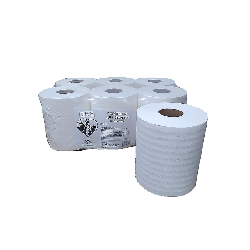 Бумага протирочная для вымени белая 20×18см 1000л 6рул/уп
