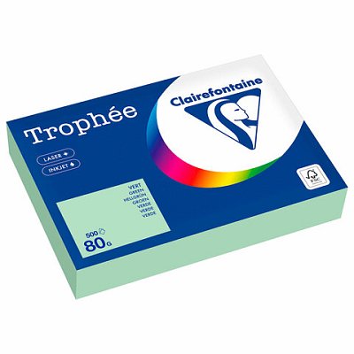 Бумага цветная CLAIREFONTAINE, А4, 80 г/м2, 500 л., пастель, зеленая, Франция