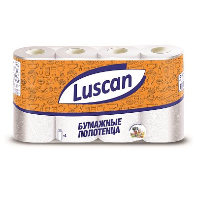 Полотенца бумажные Luscan с тиснением двухслойные (4 рулона по 12.5 метра)