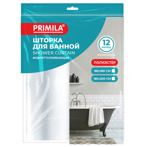 превью Шторка для ванной ПОЛИЭСТЕР, 180×200см, кольца в комплекте, ГОЛУБОЙ БРИЛЛИАНТ, PRIMILA