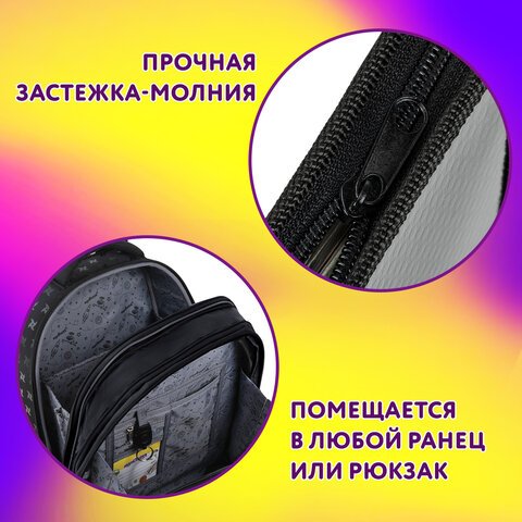 Папка для тетрадей ЮНЛАНДИЯ А4, 1 отделение, картон/пластик, конгрев, на молнии, «Duck tales»