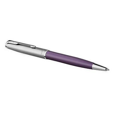 Ручка шариковая Parker «Sonnet Sand Blasted Metal&Violet Lacquer» черная, 1.0мм, поворот., подарочная упаковка