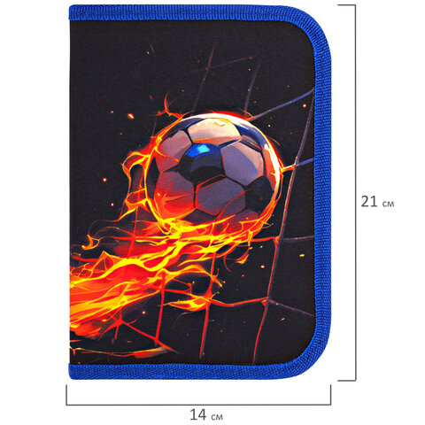 Пенал BRAUBERG, 1 отделение, 2 откидные планки, полиэстер, 21×14 см, «Burning ball»