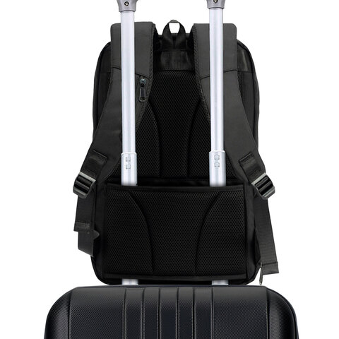 Рюкзак HEIKKI HIGH TECH (ХЕЙКИ) с отделением для ноутбука, USB-порт, черный, 46×30x10 см