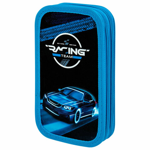 превью Пенал ЮНЛАНДИЯ, 2 отделения, картон с эффектом soft-touch, 19×11 см, «Speed race»
