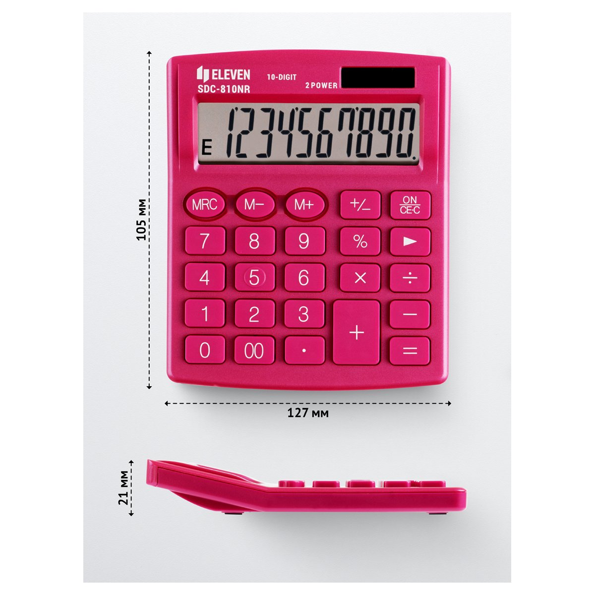 Калькулятор настольный Eleven SDC-810NR-PK, 10 разрядов, двойное питание, 127×105×21мм, розовый
