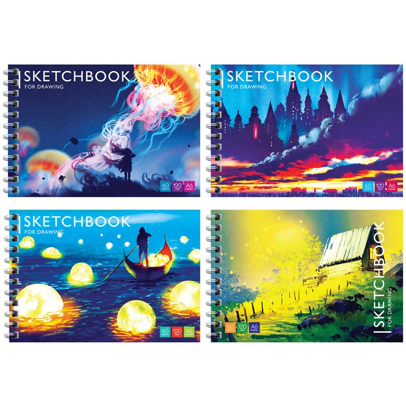превью Скетчбук-блокнот 60л., А6 ArtSpace «Bright world», на гребне, 120г/м2