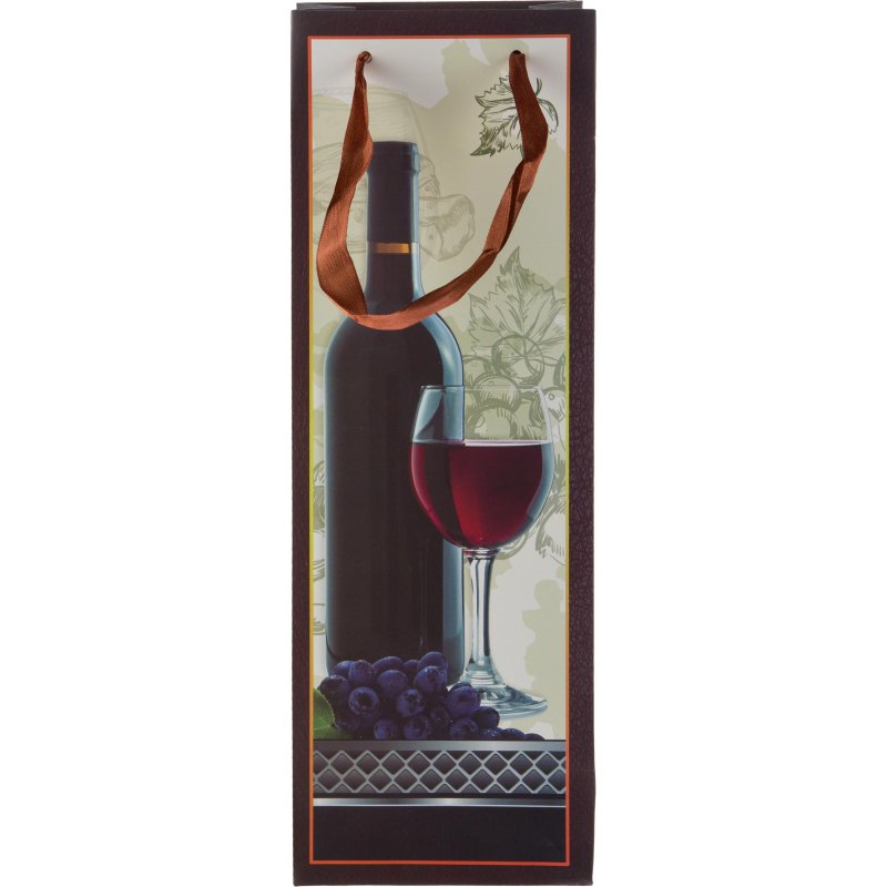 Пакет подарочный ламин. для бутылки, Вино, 12×36х9см, GBT011