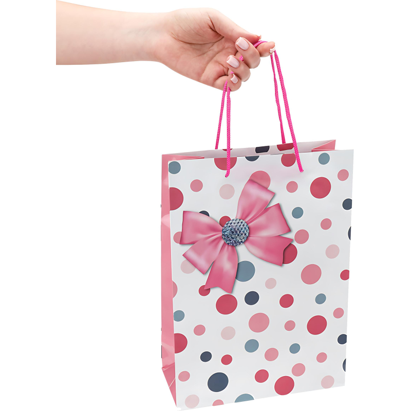 Пакет подарочный глянц. лам. Optima 22×31x10 см (ML)Роз. бант,128г ППК-4411