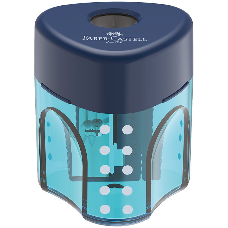 Точилка пластиковая Faber-Castell «Grip Auto Mini», 1 отверстие, контейнер, розов./оранж., бирюзов. 