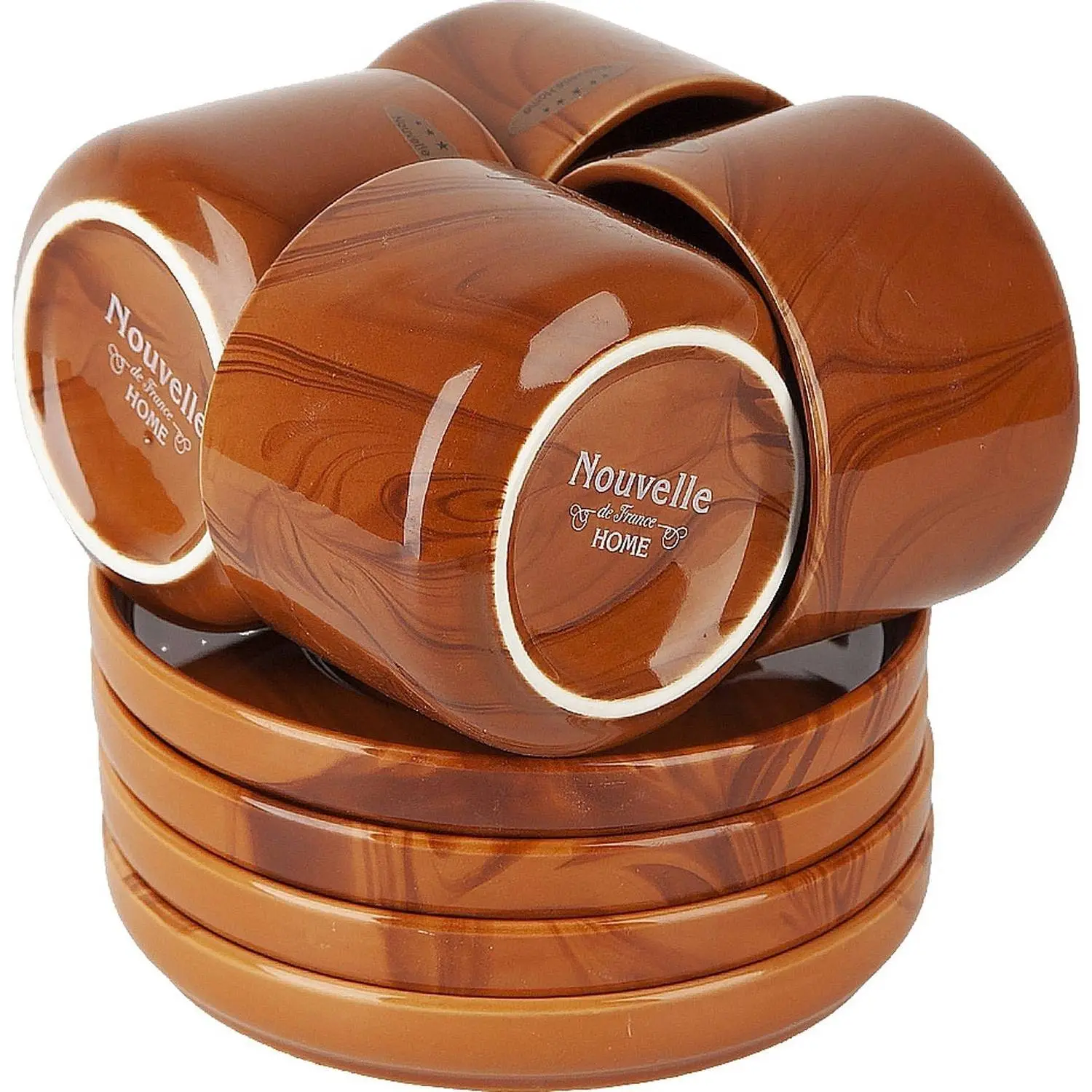 Набор чайный Nouvelle Home Wooden Grain на 4 персоны фарфор (8 предметов)