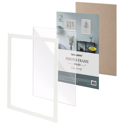 Рамка 30×40 см небьющаяся, аналог IKEA, багет 21 мм, МДФ, BRAUBERG «Idea», белая