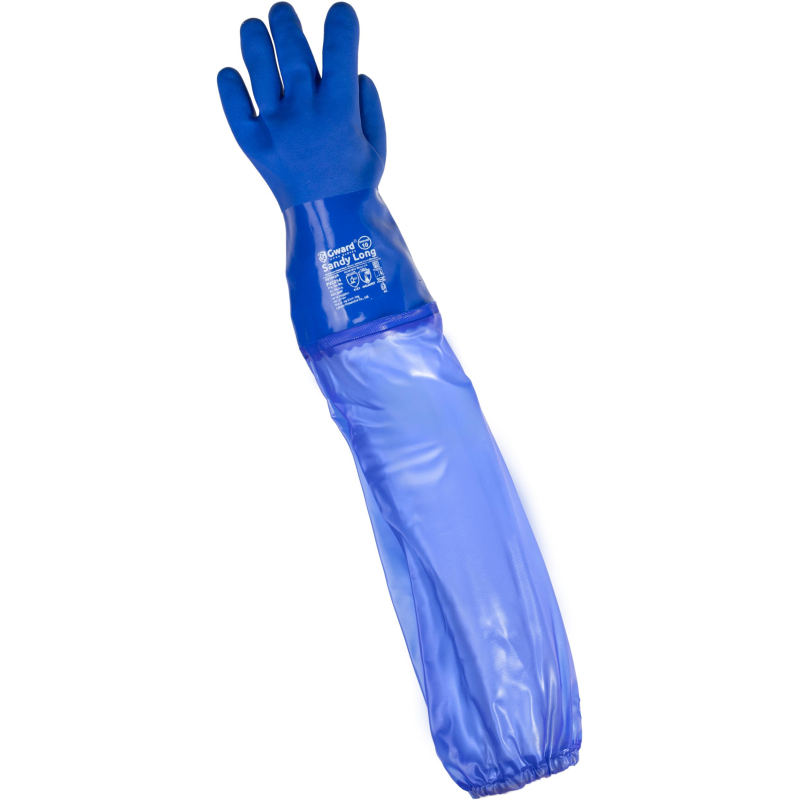 Перчатки ПВХ КЩС Gward Sandy Long PVC014 синие р.10, XL (6 пар/уп)