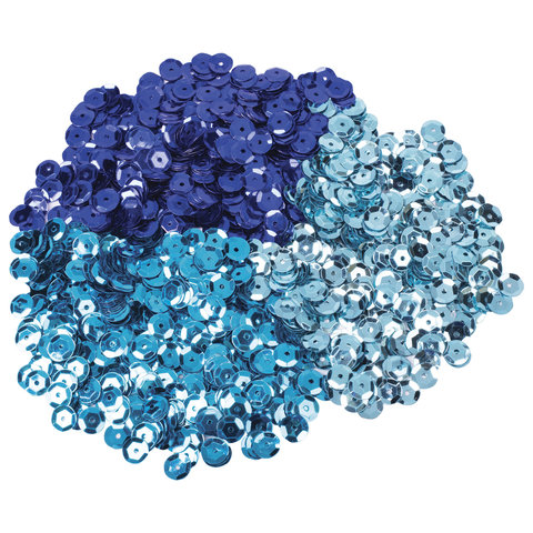 Пайетки для творчества «Классика», оттенки голубого, 8 мм, 30 грамм, 3 цвета, ОСТРОВ СОКРОВИЩ