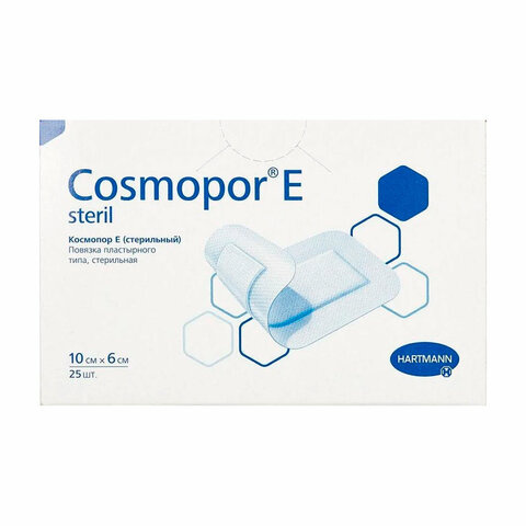Пластырь-повязка Cosmopor E послеоперационная стерильная 10х6 см (25 штук в упаковке)