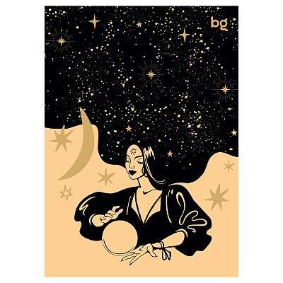 Ежедневник недатированный А5, 136л., 7БЦ BG «Divination», отд. фольгой, на резинке