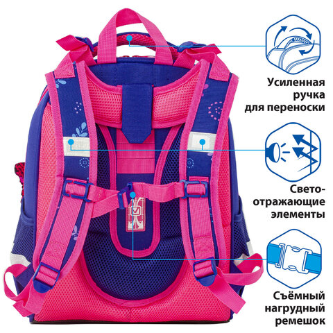 Ранец BRAUBERG PREMIUM2 отделенияс брелкомBeautiful butterfly38×29х16 см229901