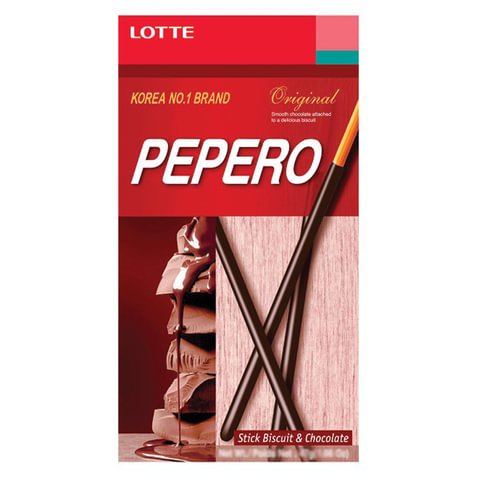 Печенье-соломка LOTTE «Pepero Original», в шоколадной глазури, в картонной упаковке, 47 г, Корея