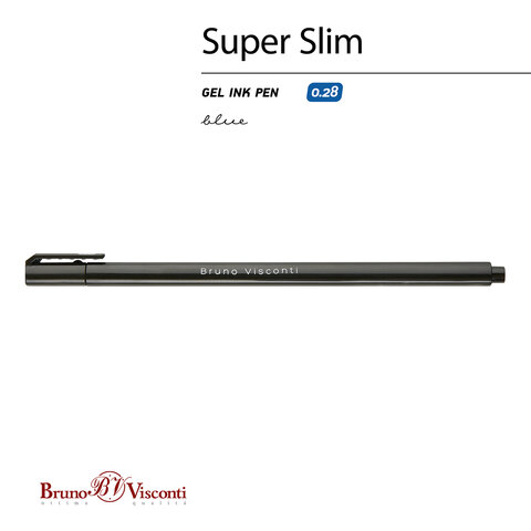 превью Ручка гелевая BRUNO VISCONTI «Super Slim Black», СИНЯЯ, узел 0.28 мм, линия 0.2 мм