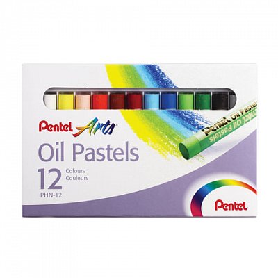 Пастель масляная художественная PENTEL «Oil Pastels», 12 цветов, круглое сечение, картонная упаковка