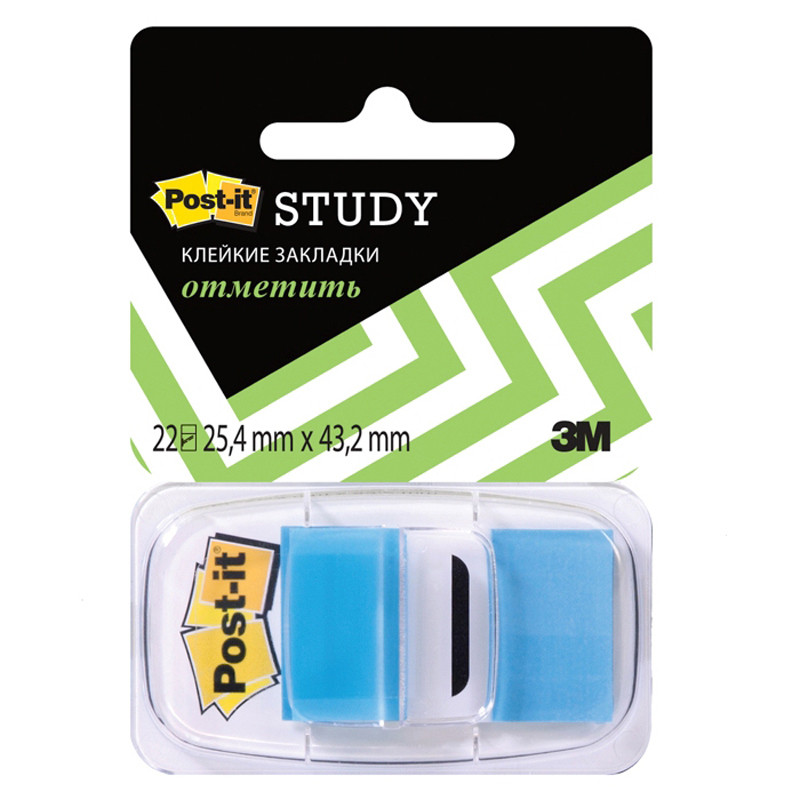превью Клейкие закладки Пласт. 1цв.по 22л. 25мм голубые Post-it