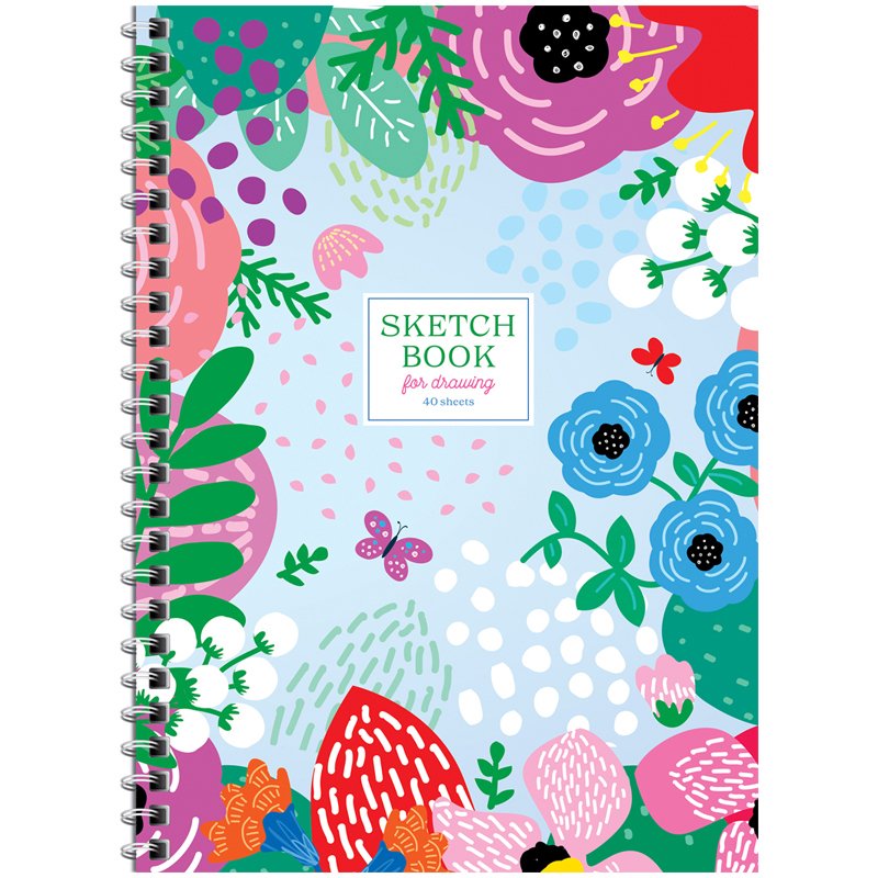 Скетчбук 40л. А5 на гребне ArtSpace «Summer garden», 120 г/м2, тв. обл., офсет