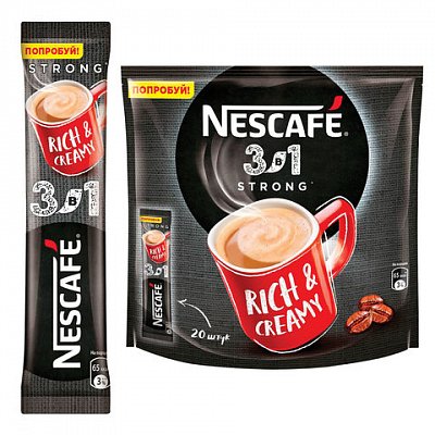 Кофе растворимый NESCAFE «3 в 1 Крепкий», 20 пакетиков по 16 г (упаковка 320 г)