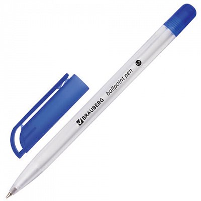 Ручка шариковая масляная BRAUBERG «Olive pen», корпус прозрачный, толщина письма 0.5 мм, синяя