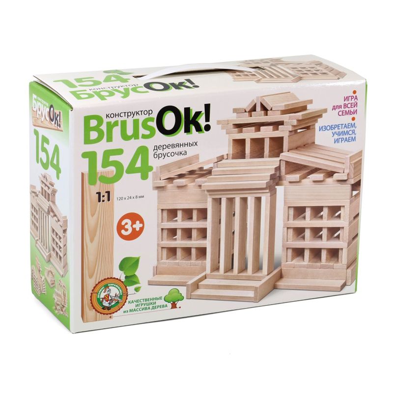 Конструктор деревянный BrusOк 154 эл, картонная коробка - купить в ...