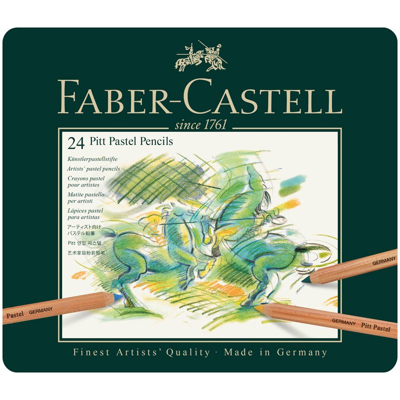 Карандаши цветные пастельные FABER-CASTELL «Pitt», 24 цвета, светоустойчивые, толщина грифеля 4.3 мм, металлическая коробка