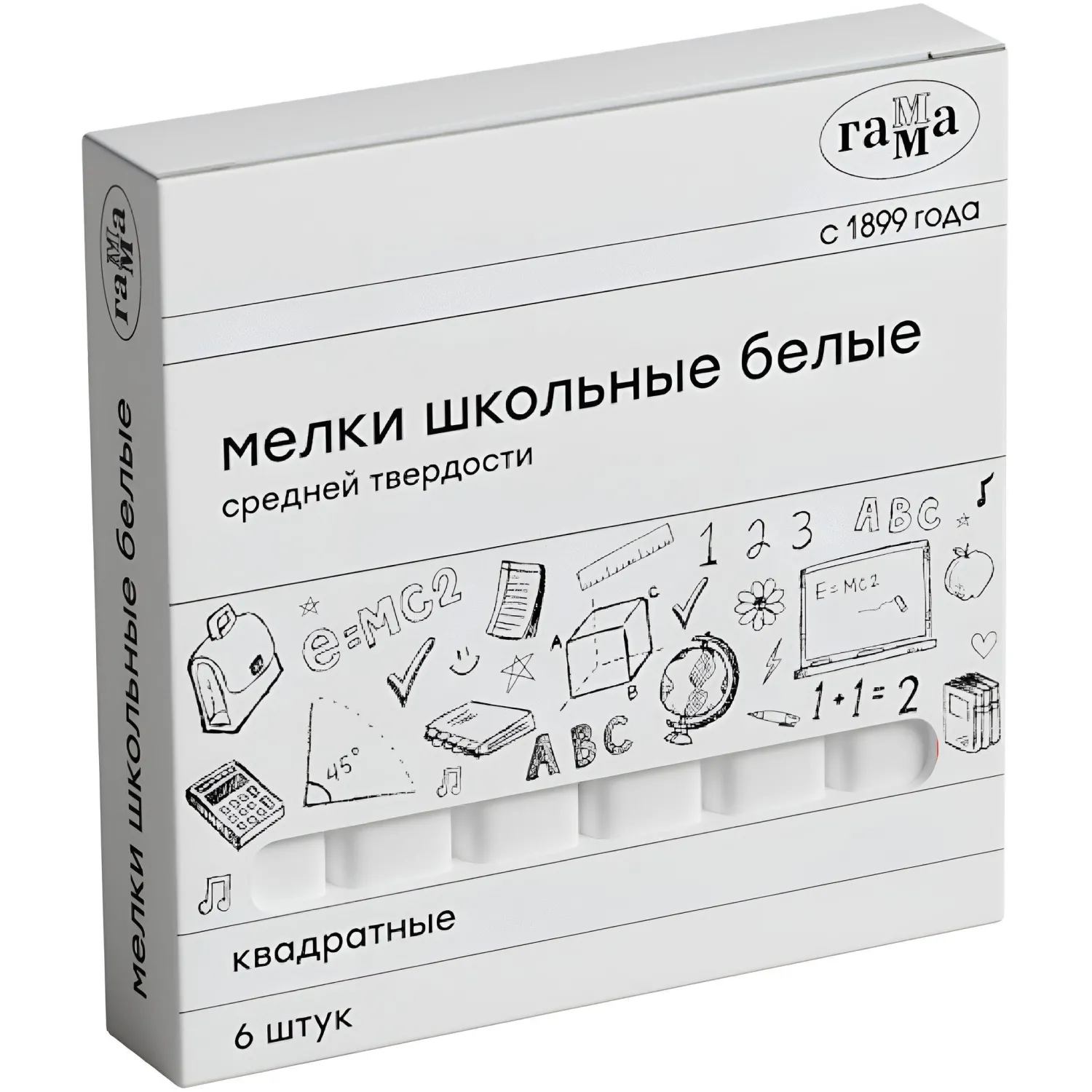 превью Мел школьный белый Гамма (6 штук в упаковке)