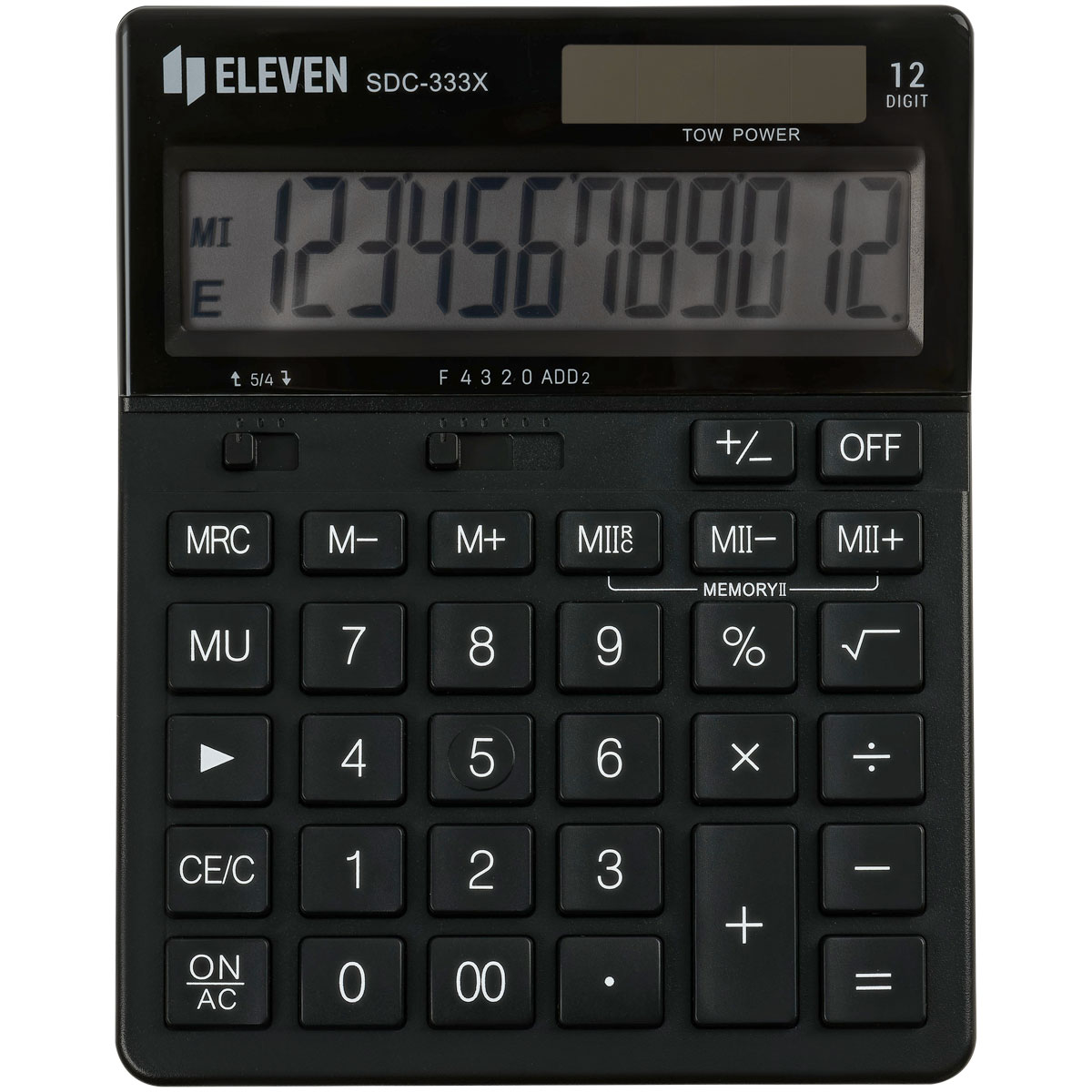 Калькулятор настольный Eleven SDC-333X-BK, 12 разрядов, двойное питание, 125×155×31мм, черный