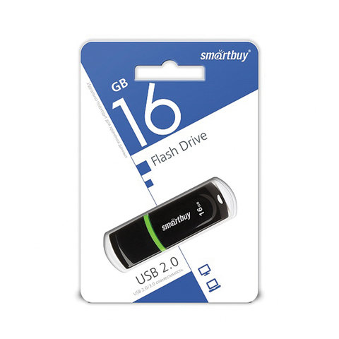 Флэш-диск 16 GB, SMARTBUY Paean, USB 2.0, черный