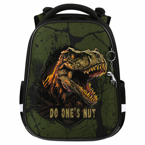 Ранец BRAUBERG PREMIUM, 2 отделения, с брелоком, «Dino attack», 3D-панель, 38×29х16 см