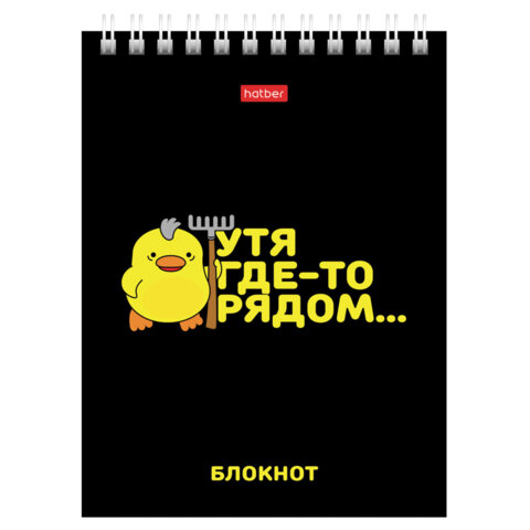 Блокнот МАЛЫЙ ФОРМАТ А6, 40 л., гребень, картон, клетка, HATBER, «УтяКря», 079618