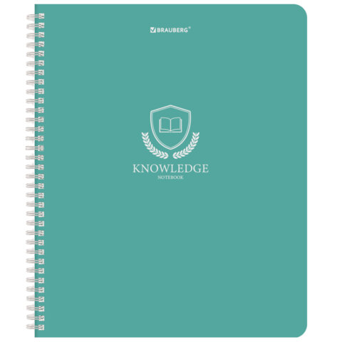 Тетрадь А5, 48 л., BRAUBERG, гребень, клетка, матовая ламинация, «Knowledge» (микс в спайке)