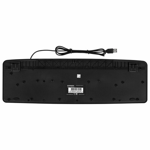 Набор проводной SONNEN KB-S110, USB, клавиатура 113 клавиш, мышь 3 кнопки, 1000 dpi, черный/серебристый