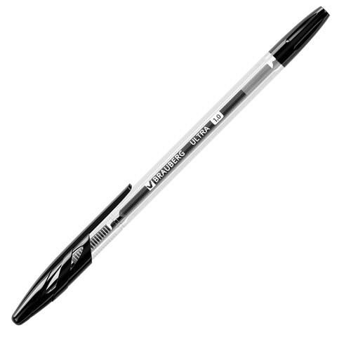 Ручка шариковая BRAUBERG «ULTRA», ЧЕРНАЯ, узел 1 мм, чернила ГЕРМАНИЯ, наконечник ШВЕЙЦАРИЯ
