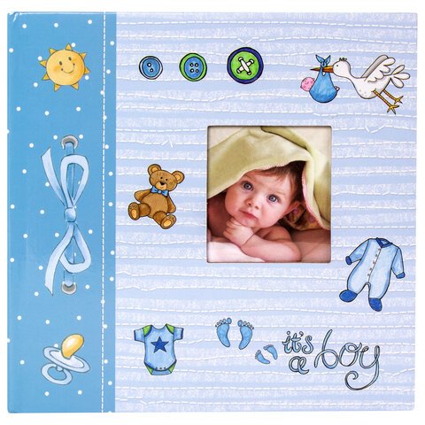 Фотоальбом BRAUBERG «It's a boy» на 200 фото 10×15 смтвердая обложкабумажные страницыбоксголубой391146